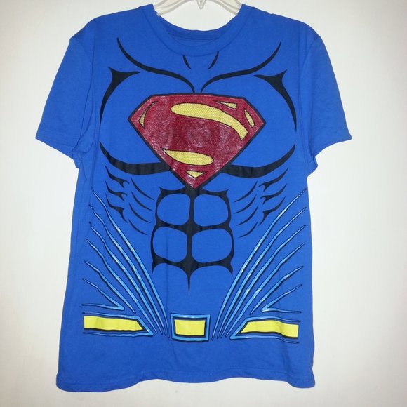 Official Batman vs Superman Other - Official Batman vs Superman Dawn Of Justice Blue Shirt Red Cape Costume Men/boys